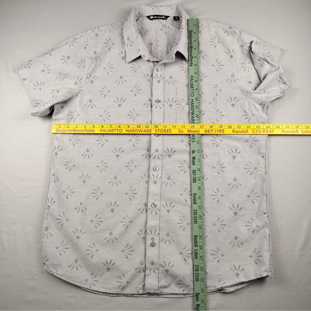 Travis Matthew Button Down Shirt Mens XL Short Sleeve Gray Collared Patterned - Picture 12 of 16